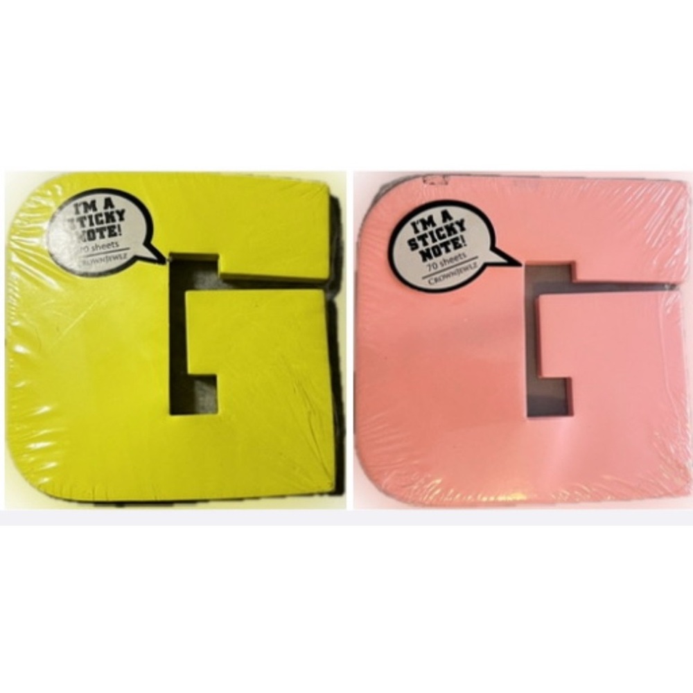 NEW Monogram Sticky Notes Yellow Pink G Letter Initial Office Notepad 2 Pads